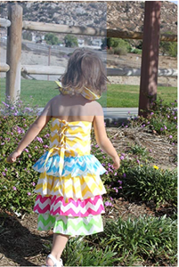 Dana Kids Spring Summer Chevron Ruffle Tiered Halter Dress Size 2-8