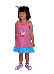 Dana Kids Birthday Girl #3 Cupcake Balloons Reversible Dress 3T