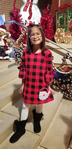 Image of Dana Kids Christmas Holidays Santa Applique Girl Dress 2T-10 Years