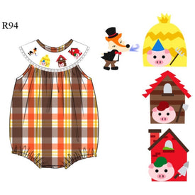 Dana Kids Three Little Pigs Hand Smocked Romper Baby Girl 6M-3T