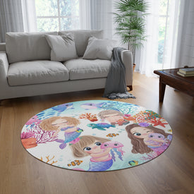 Round Rug 60''x60'' - Round Mermaid Rug, Under The Sea Rug, Nursery Rug, Kids Room Rug, Playroom Rug, Classroom Rug,