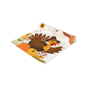 Happy Thanksgiving Turkey Table Runner Vintage Design for Dinning Decoration (Cotton, Poly)