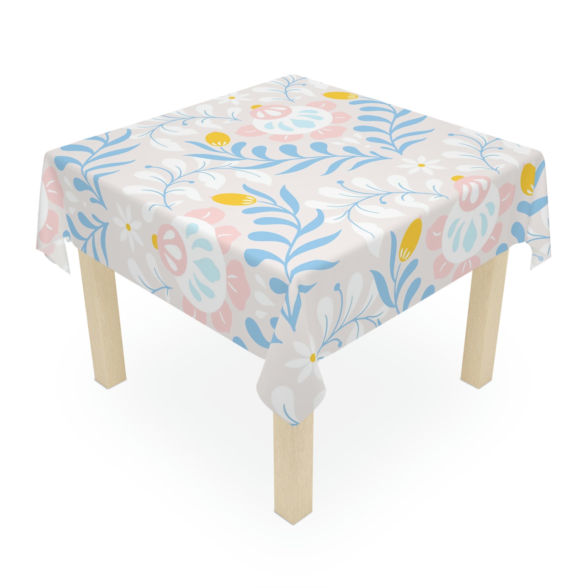 Easter Flower Square Tablecloth 55.1''x55.1''-Polyester--Table Cover for Dining Table, Easter Dinner Party, Holiday Party Table Decor