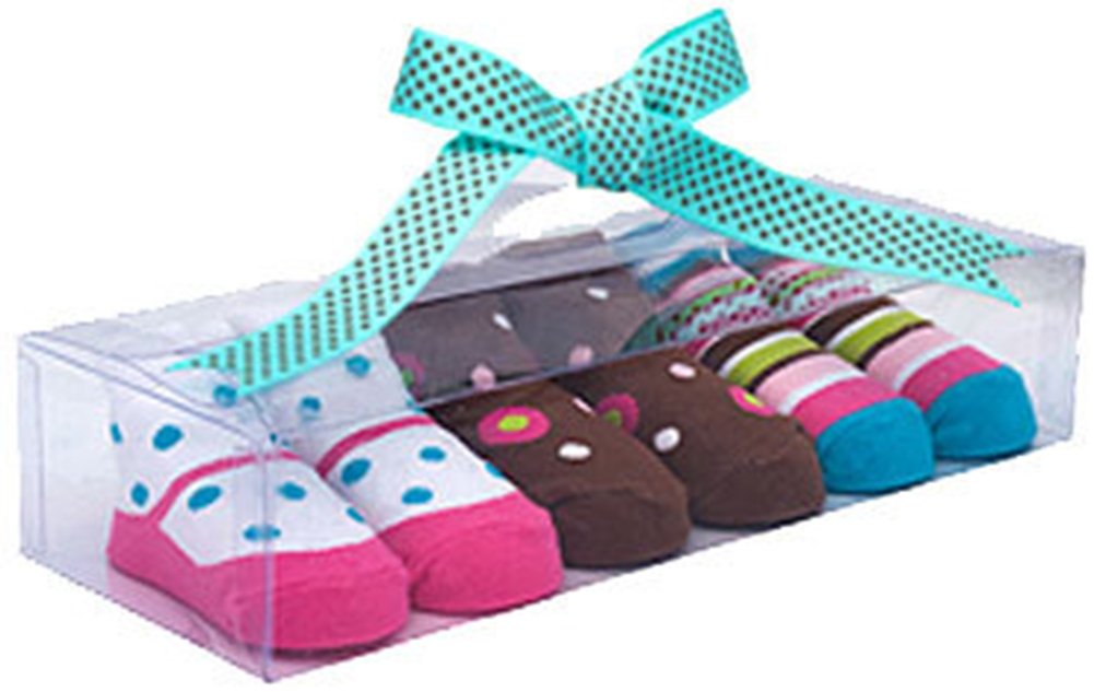 Pink and Brown Baby Socks in Gift Box