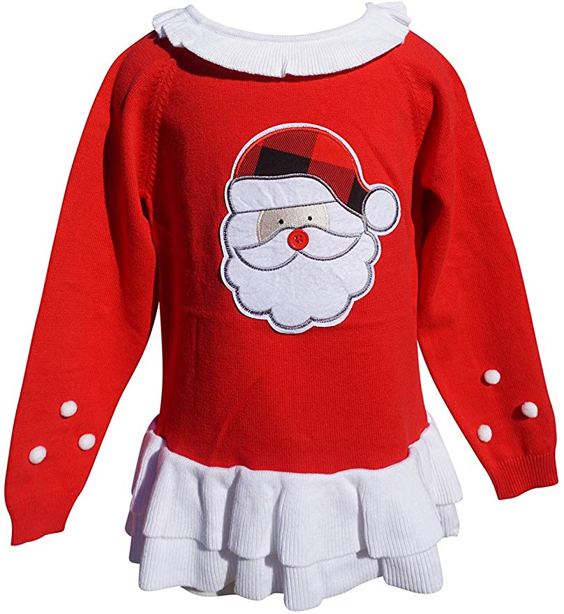 Dana Kids Gilrs Christmas Holiday Santa Long Sleeve Sweater