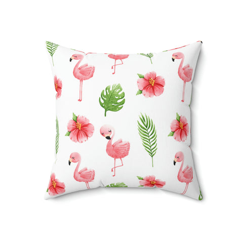 Image of Flamingo Spun Square Pillow - Home Decor - Spring Decor