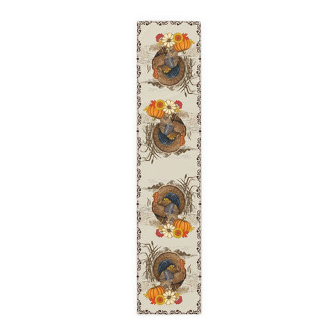 Thanksgiving Turkey Table Runner Vintage Design for Dinning Decoration (Cotton, Poly)