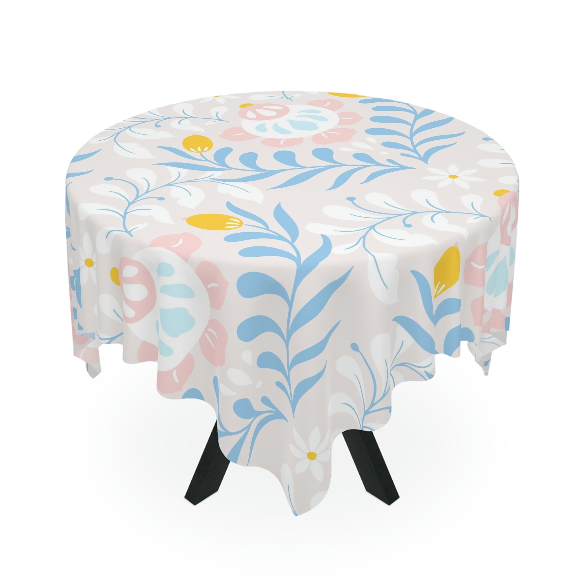 Easter Flower Square Tablecloth 55.1''x55.1''-Polyester--Table Cover for Dining Table, Easter Dinner Party, Holiday Party Table Decor