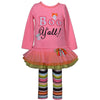 Bonnie Jean lITTLE Girls Halloween Boo Y-All Applique Tiered Mesh Skirt Legging Set