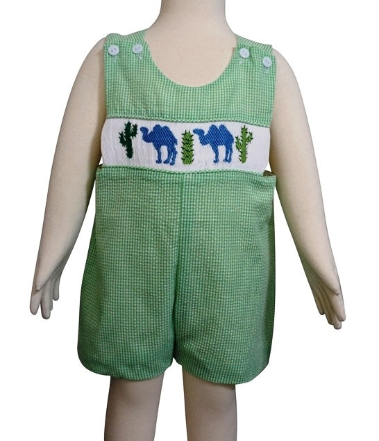 Dana Kids Little Boys Camel & Cactus Hand Smocked Shortall 6M to 3T