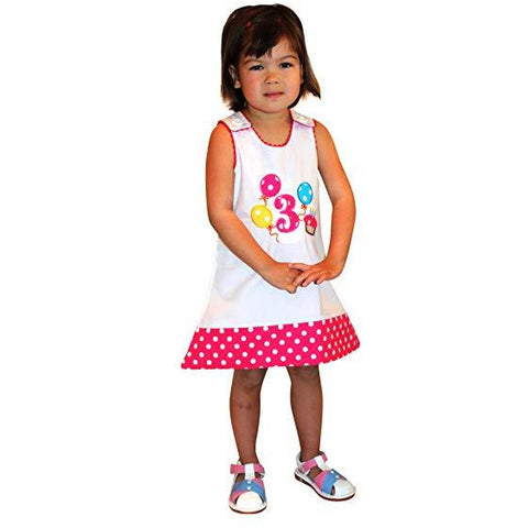 Image of Dana Kids Birthday Girl #3 Cupcake Balloons Reversible Dress 3T
