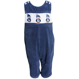 Dana Kids Little Boys Christmas Holiday Penguin Smocked Navy Corduroy Longall 12M-4T