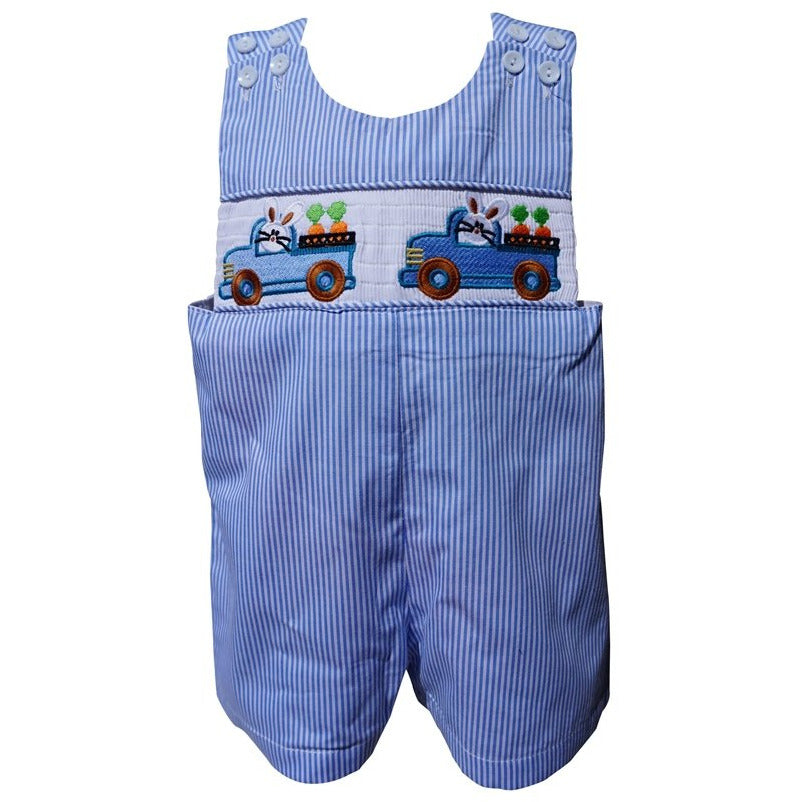 Dana Kids Boys Easter Bunny Truck Smocked Shortall