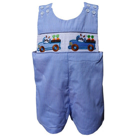 Dana Kids Boys Easter Bunny Truck Smocked Shortall