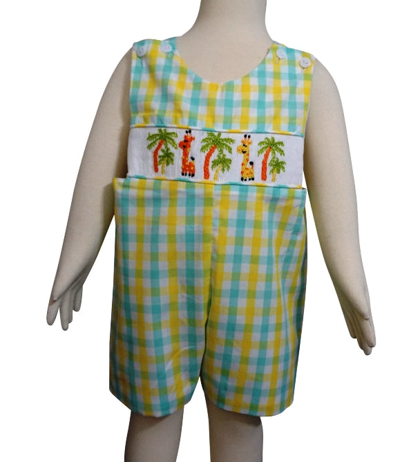 Dana Kids Little Boys Giraffe Hand Smocked Shortall 6M to 4T