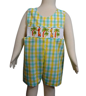 Dana Kids Little Boys Giraffe Hand Smocked Shortall 6M to 4T