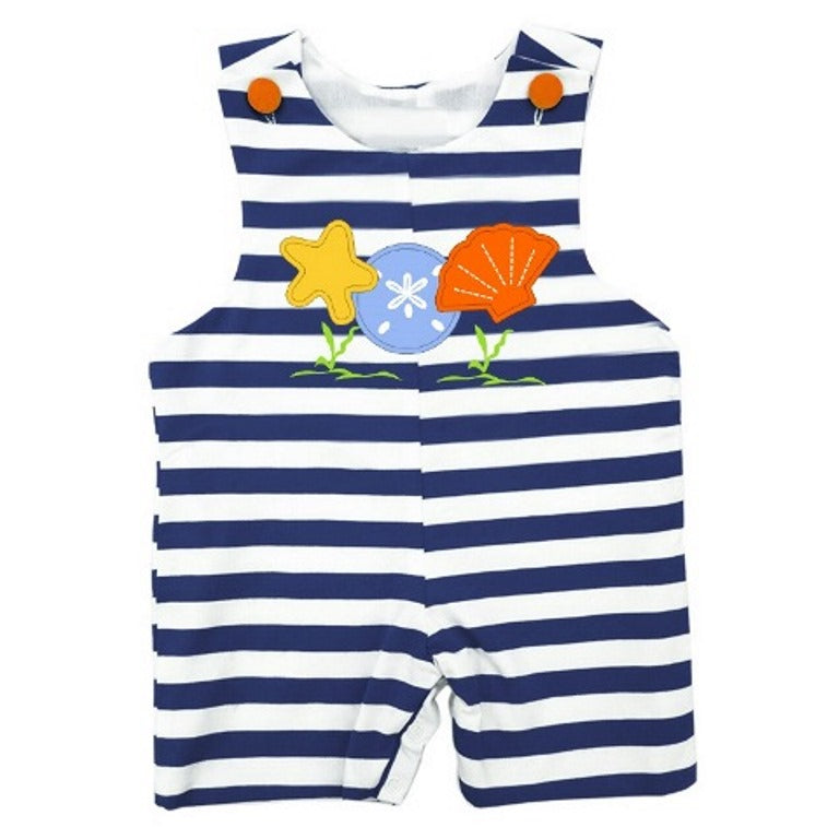 Dana Kids Sea Shell Applique Shortall Baby Toddler Boys 6 Months to 2T