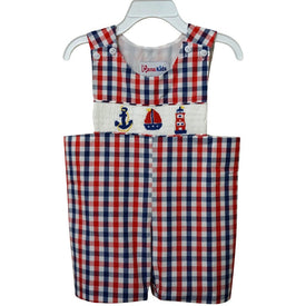 Dana Kids Little Boys Nautical Hand Smocked Shortall 6M to 3T