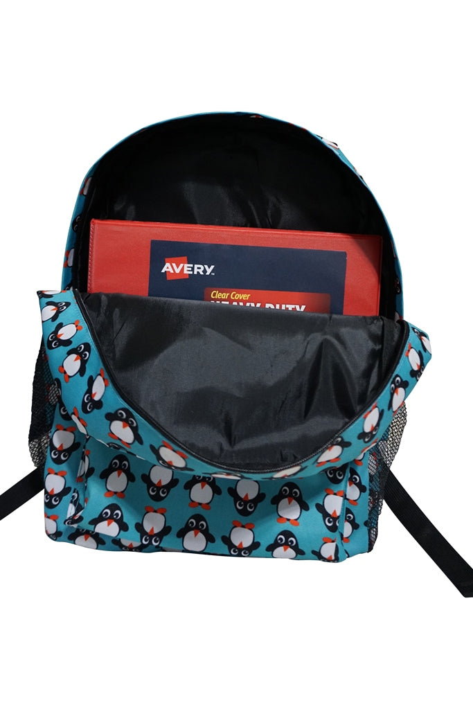 Little Planets Boys Girls All Over Print 16'' Kid School Backpack, Penguin