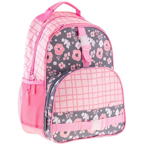 Image of Stephen Joseph Girls All Over Print Kid School Backpack, Charcoat Flower