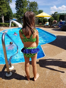 Dana Kids Little Girls Seahorse Hand Smocked Bikini/Swimsuit Girl Size 2T-6