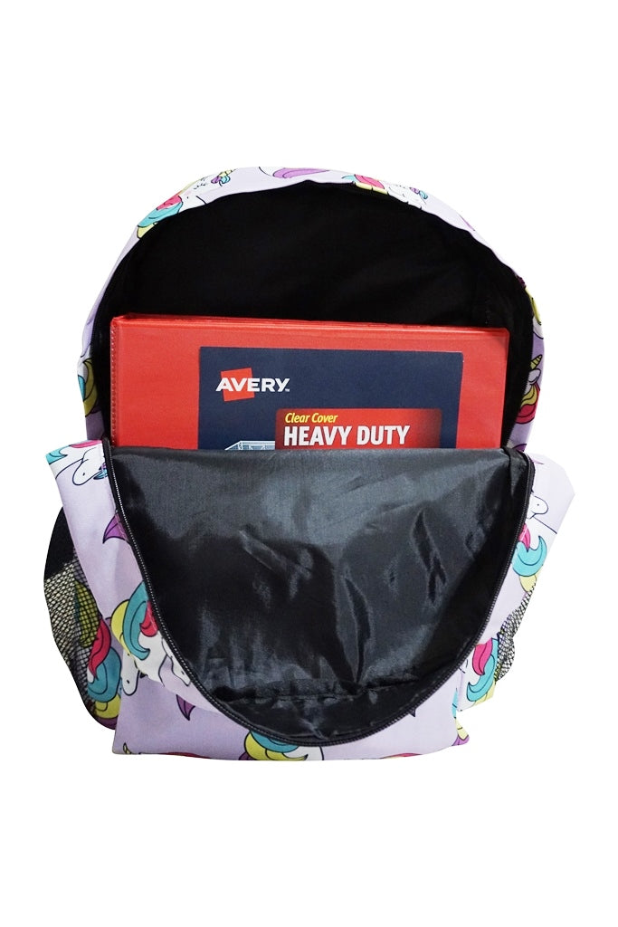 Little Planets Boys Girls All Over Print 16'' Kid School Backpack, Unicorn