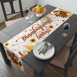 Happy Thanksgiving Turkey Table Runner Vintage Design for Dinning Decoration (Cotton, Poly)