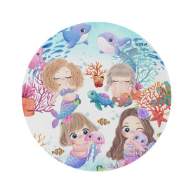 Round Rug 60''x60'' - Round Mermaid Rug, Under The Sea Rug, Nursery Rug, Kids Room Rug, Playroom Rug, Classroom Rug,