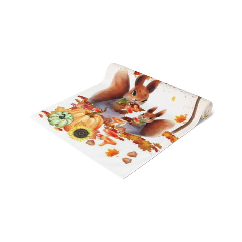 Image of Thanksgiving Fall Hello Autumn Table Runner - Design for Dining Decoration, 16''x72'' or 16''x90'' (Cotton, Poly)