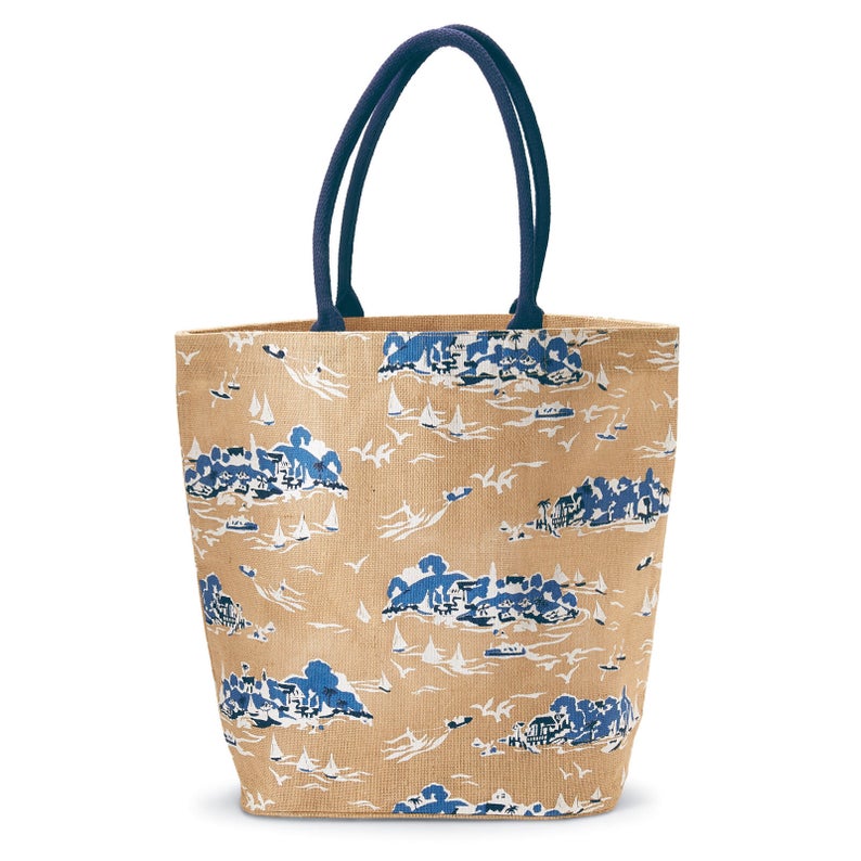 Mud Pie Women’s Fashion 18x22" Sailboat Toile Tote Bag (Red or Tan)