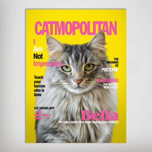 A 'Catmopolitan' Personalized Pet Poster Canvas Print | Personalized Dog Cat Prints | Magazine Covers | Custom Pet Portrait from Photo