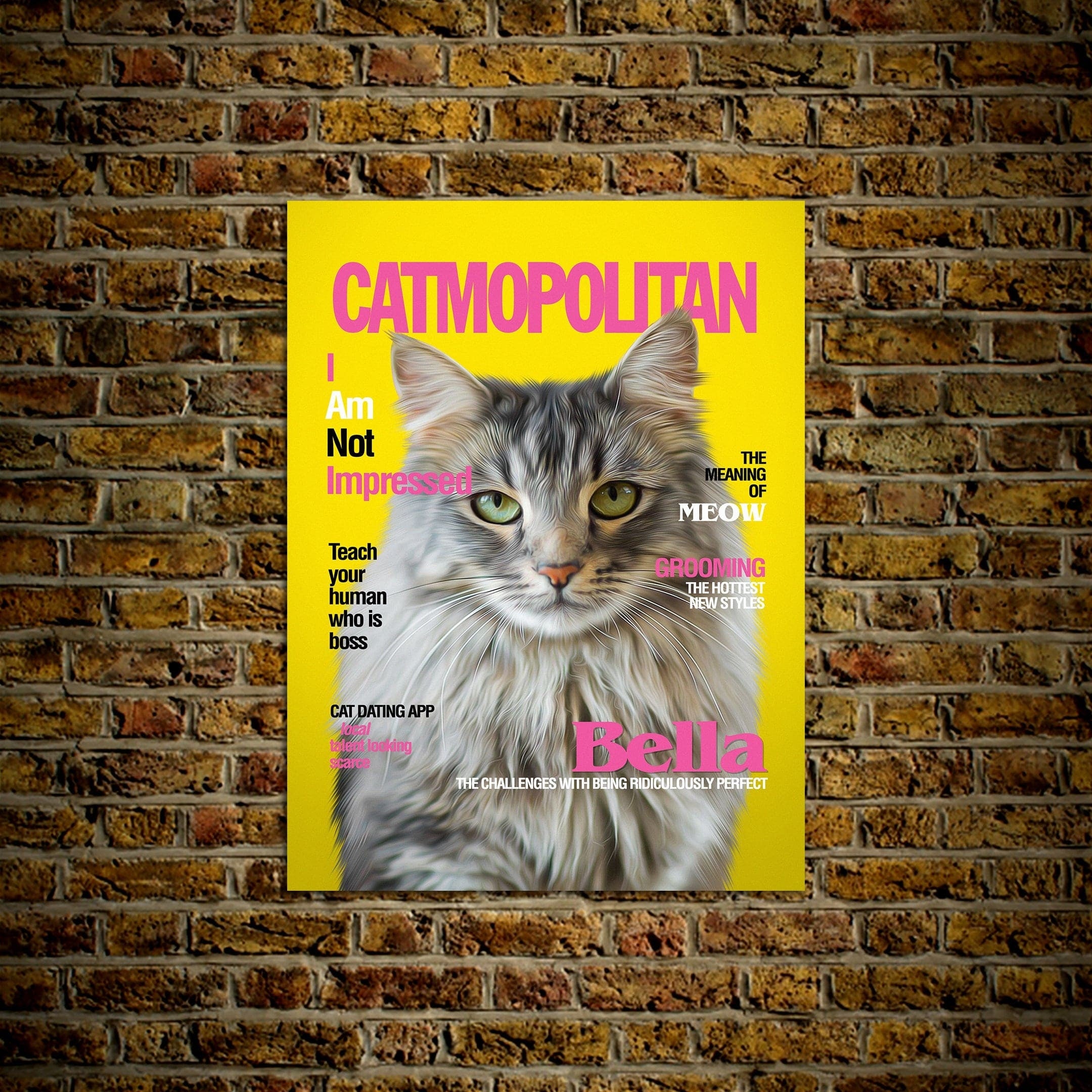 A 'Catmopolitan' Personalized Pet Poster Canvas Print | Personalized Dog Cat Prints | Magazine Covers | Custom Pet Portrait Poster