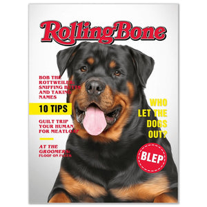 A 'Rolling Bone' Personalized Pet Poster Canvas Print | Personalized Dog Cat Prints | Magazine Covers | Custom Pet Portrait from Photo | Per