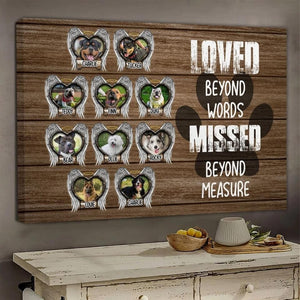 USA MADE Personalized Canvas Prints, Custom Memorial Dog Gifts, Dog Sympathy, Pet Loss, Loved Beyond Words Missed Beyond Measure