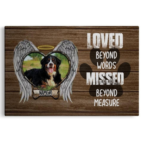 Image of USA MADE Personalized Canvas Prints, Custom Memorial Dog Gifts, Dog Sympathy, Pet Loss, Loved Beyond Words Missed Beyond Measure