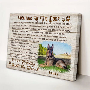 Personalized Pet Memorial Photo Canvas, Waiting At The Door Dog Cat Wall Art, Custom Pet Sympathy Gifts, Dog Loss Gift