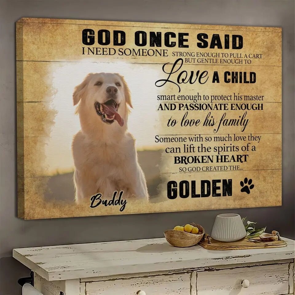 Personalized Pet Memorial Photo Canvas, God Once Said Dog Cat Canvas, Custom Photo Gifts For Pet Loss, Pet Memorial Gifts