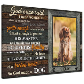 Personalized Pet Memorial Photo Canvas, God Made A Dog Wall Art, Dog Sympathy Gifts, Custom Photo Remembrance Gifts For Pet Loss