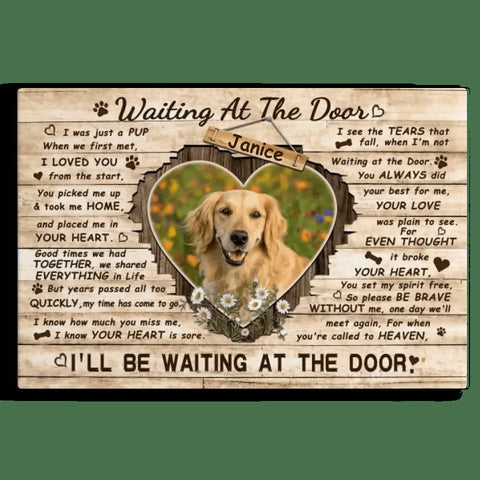 Image of Personalized Pet Memorial Photo Canvas, Waiting At The Door Dog Cat Canvas, Custom Photo Gifts For Pet Loss, Pet Memorial Gifts