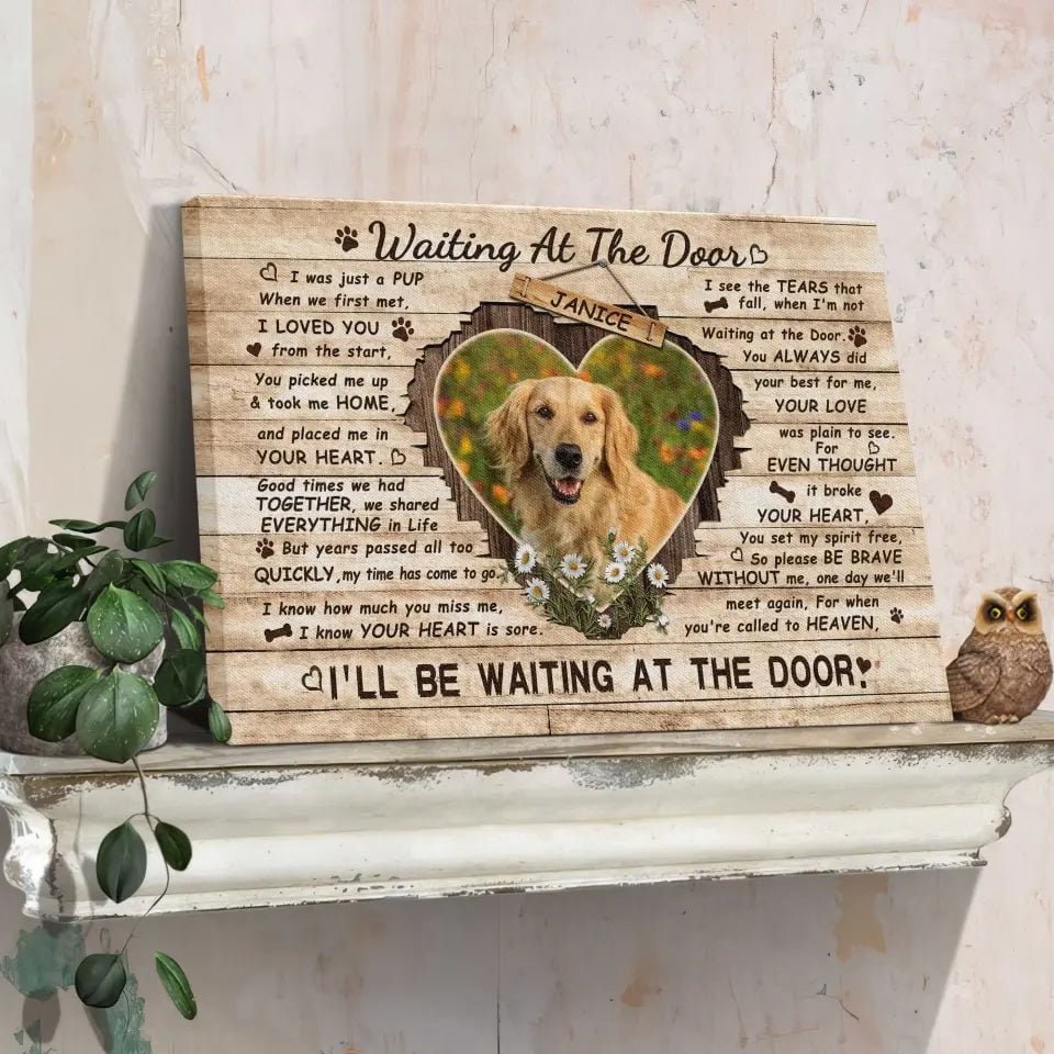 Personalized Pet Memorial Photo Canvas, Waiting At The Door Dog Cat Canvas, Custom Photo Gifts For Pet Loss, Pet Memorial Gifts
