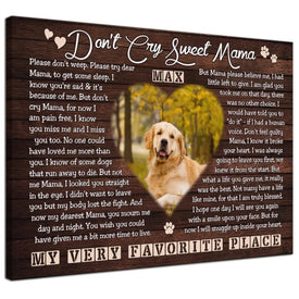 USA MADE Personalized Photo Canvas Prints, Dog Loss Gifts, Pet Memorial Gifts, Dog Sympathy, Don't Cry Sweet Mama