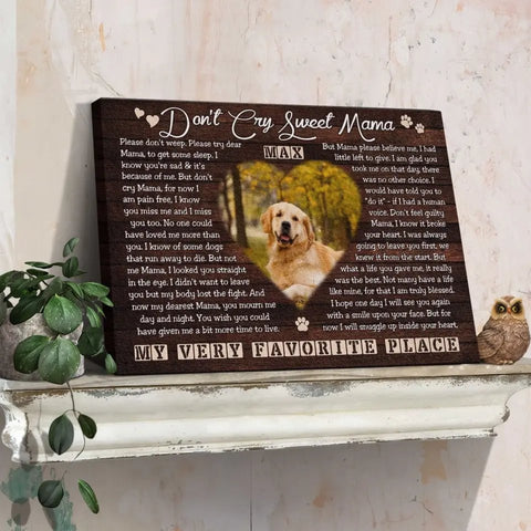 Image of USA MADE Personalized Photo Canvas Prints, Dog Loss Gifts, Pet Memorial Gifts, Dog Sympathy, Don't Cry Sweet Mama