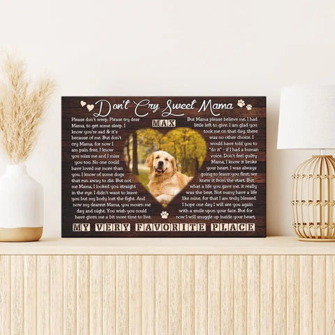 Image of USA MADE Personalized Photo Canvas Prints, Dog Loss Gifts, Pet Memorial Gifts, Dog Sympathy, Don't Cry Sweet Mama