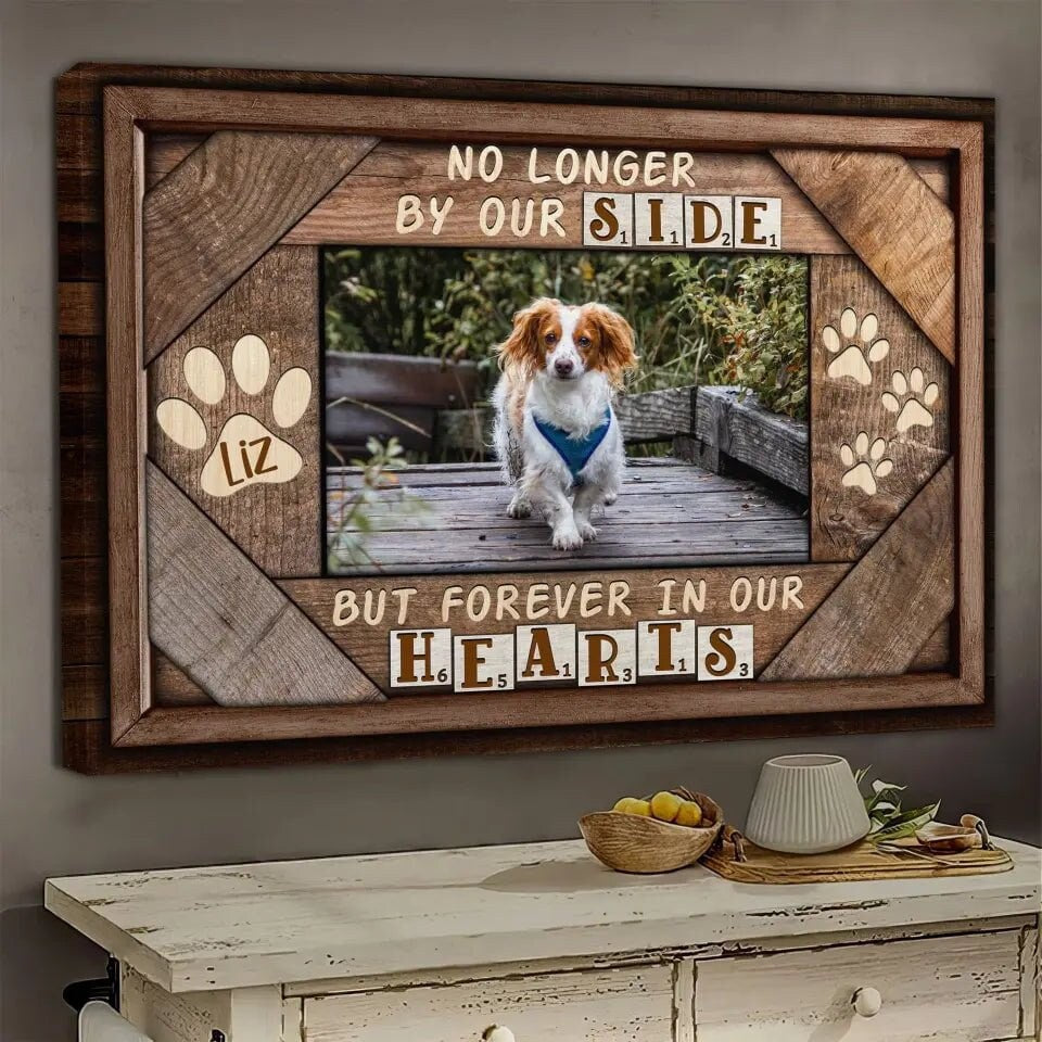 USA MADE Personalized Photo Canvas Prints, Dog Loss Gifts, Pet Memorial Gifts, Dog Sympathy, Love Dog, No Longer By Out Side