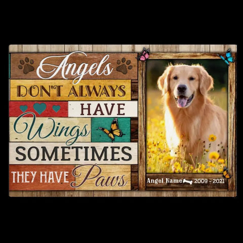Image of USA MADE Personalized Photo Canvas Prints, Dog Loss Gifts, Pet Memorial Gifts, Dog Sympathy, Angels Don't Always Have Wings