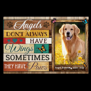 USA MADE Personalized Photo Canvas Prints, Dog Loss Gifts, Pet Memorial Gifts, Dog Sympathy, Angels Don't Always Have Wings