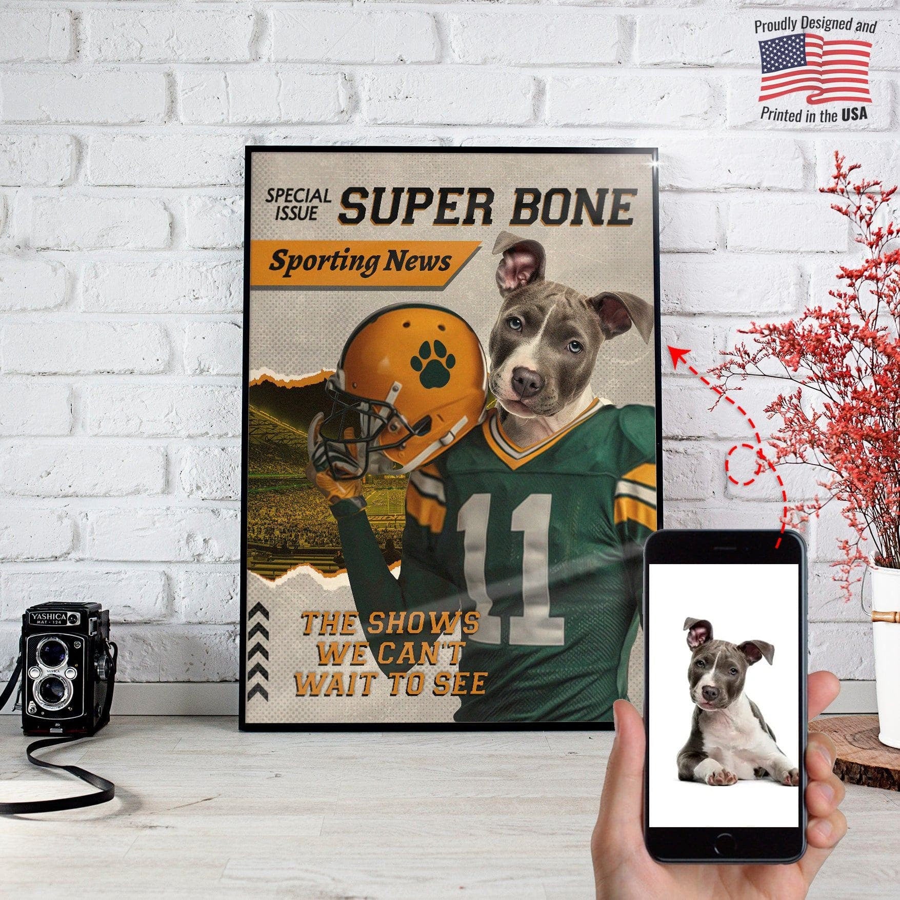 USA MADE Super Dog Personalized Pet Poster Canvas Print | Personalized Dog Cat Prints | Magazine Covers | Custom Pet Portrait from Photo | P