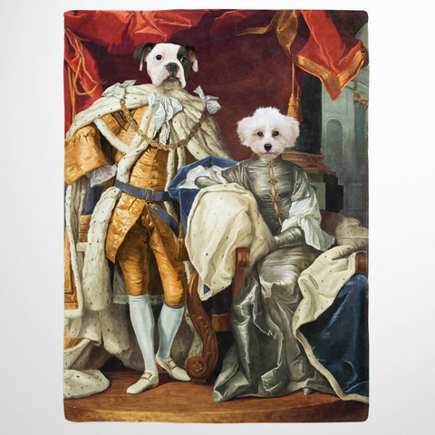 Image of USA MADE Personalized Pet Portrait Photo Blanket | The Royal Couple - Custom Pet Blanket, Dog Cat Animal Photo Throw