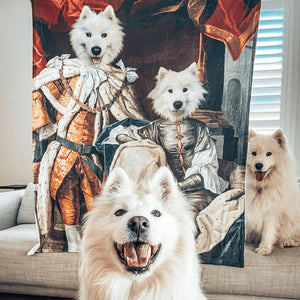 USA MADE Personalized Pet Portrait Photo Blanket | The Royal Couple - Custom Pet Blanket, Dog Cat Animal Photo Throw