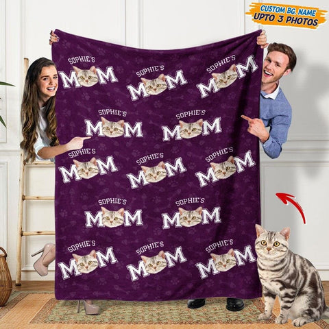 Image of USA MADE Personalized Pet Photo Blanket | Custom Photo Cat Dad Cat Mom Pet Love Blanket| Custom Pet Picture Throw| Pet Lover Gift